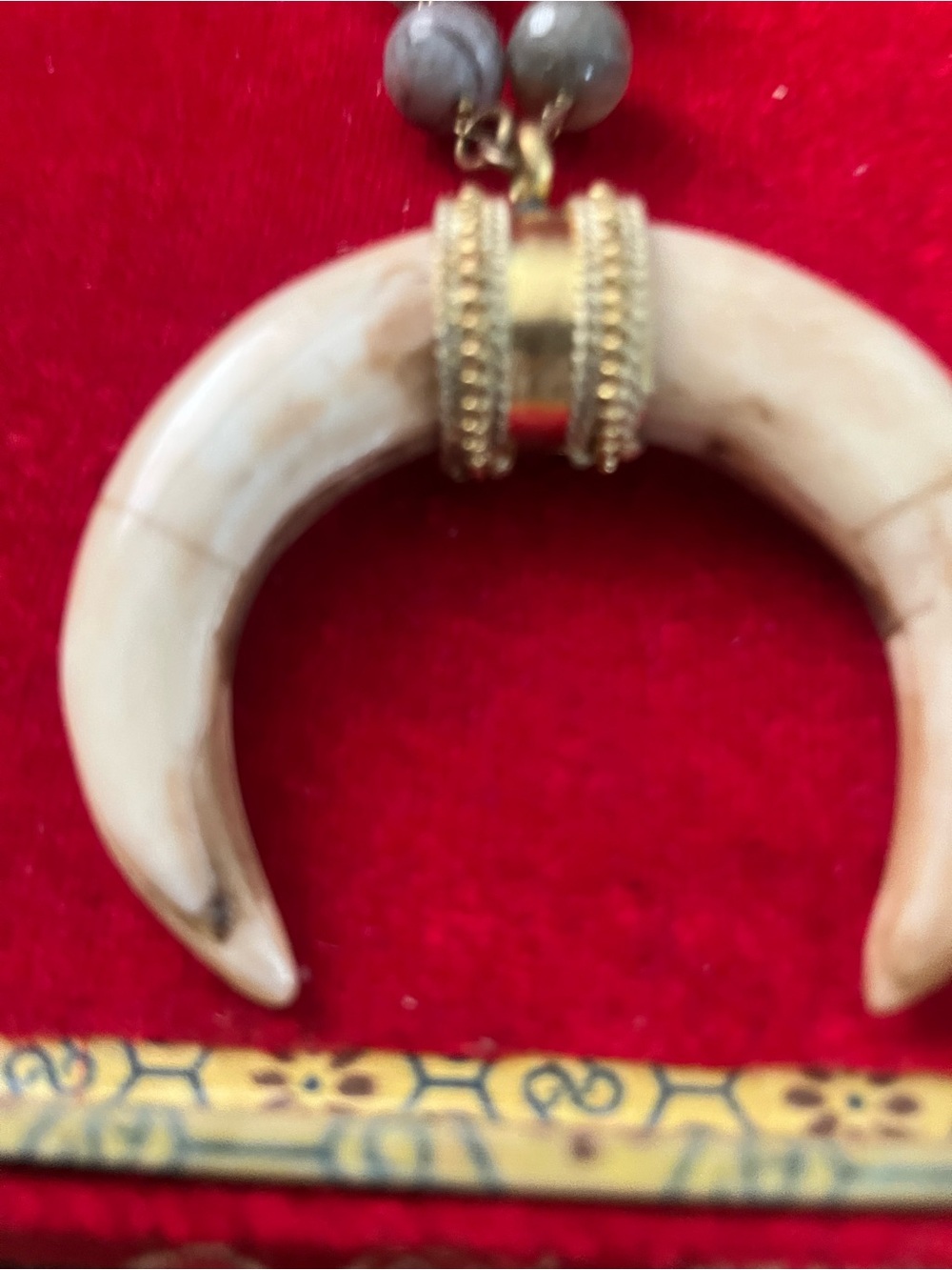 Gold and Ivory Crescent Pendant Necklace - Women's Jewelry bone